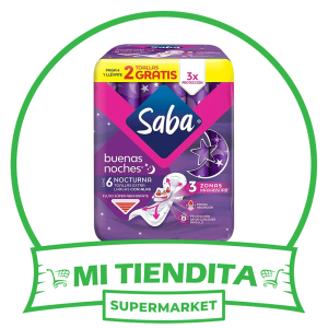 Toallas Femeninas Saba Buenas Noches Nocturna Extra Largas con Alas Flujo Súper Abundante 6 pzas